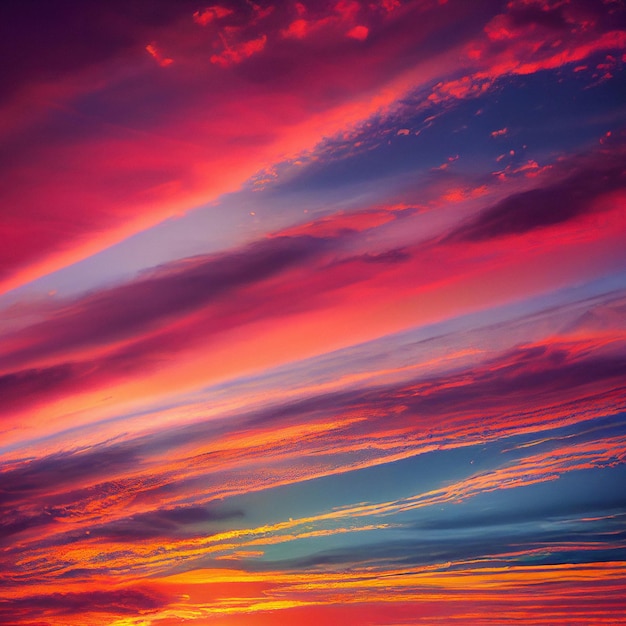 Красивое оранжевое небо и облака на закате