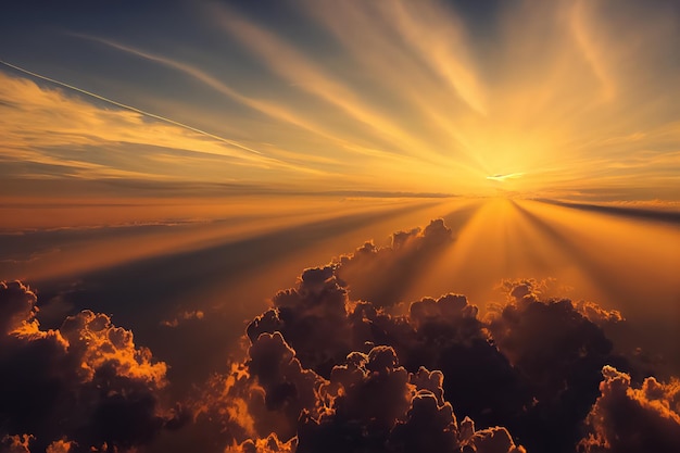 Beautiful orange sky and clouds at sunset