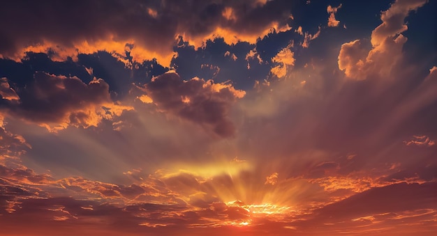 Beautiful orange sky and clouds at sunset