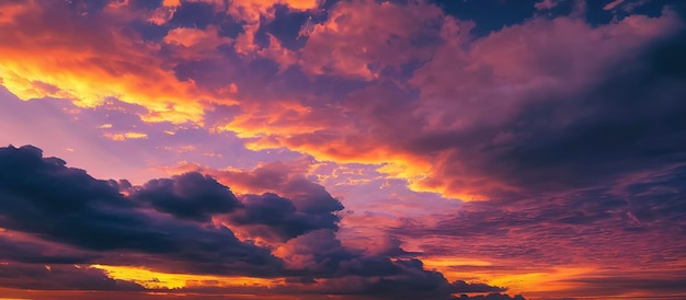 Beautiful orange sky and clouds at sunset