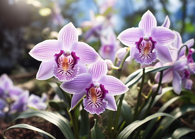 庭の近くの美しいオルキディアの花