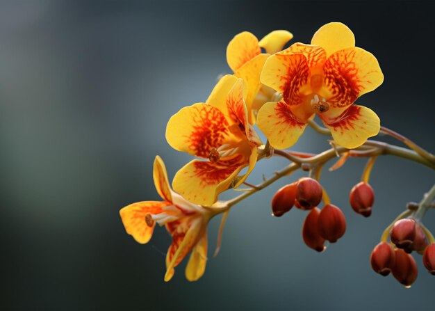 Foto bellissimo fiore d'orchidea in giardino da vicino