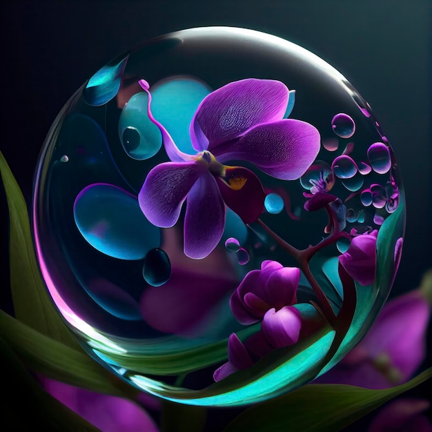 Photo a beautiful orchid flower swimming in translucent water