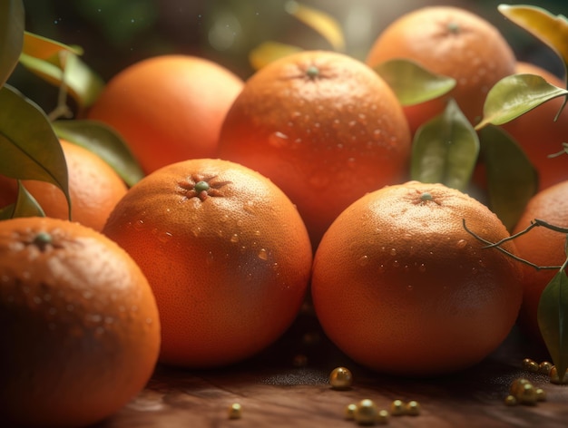 Beautiful organic background of freshly picked oranges created with Generative AI technology