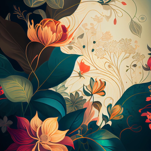 Beautiful Organic Floral background illustration Design Ideas