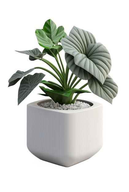 Beautiful ornamental plant in flowerpot isolated on white Home decoration generative ai