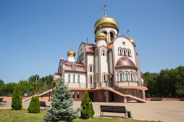 Beautiful Orthodox church with golden domes