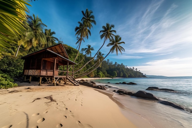 Красивый открытый тропический пляж и море в фотографии райского острова