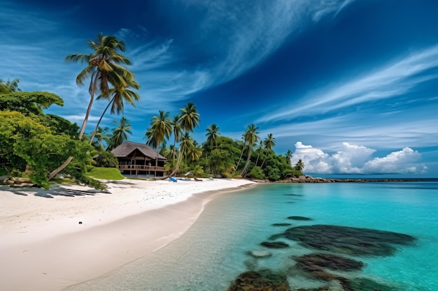 Beautiful outdoor tropical beach and sea in paradise island photography