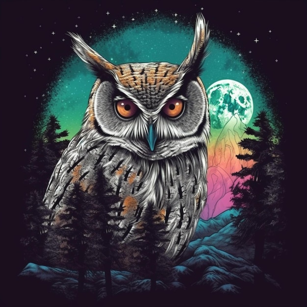 beautiful owl illustration design as portrait