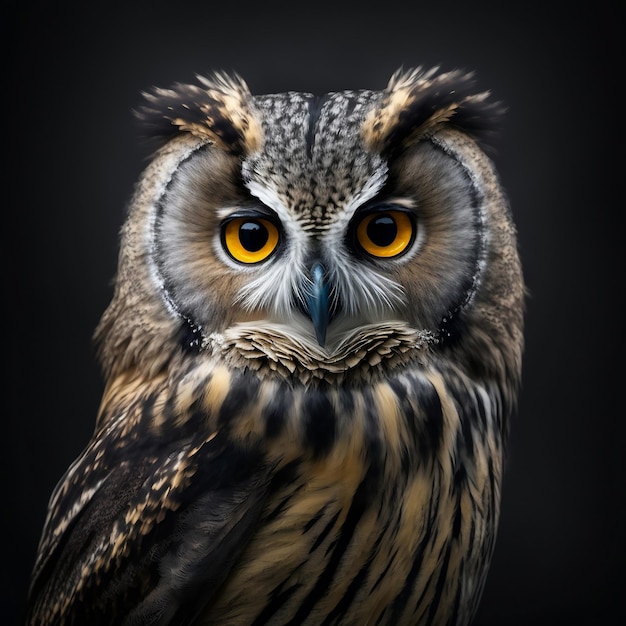 Красивое лицо совы запечатлено на фотографиях с высоким разрешением, генерируемых искусственным интеллектом