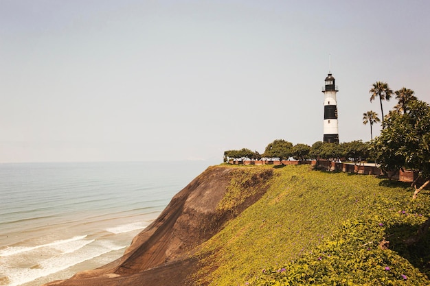 Beautiful Pacific Ocean coast in Lima, Miraflores area in Lima city, Peru