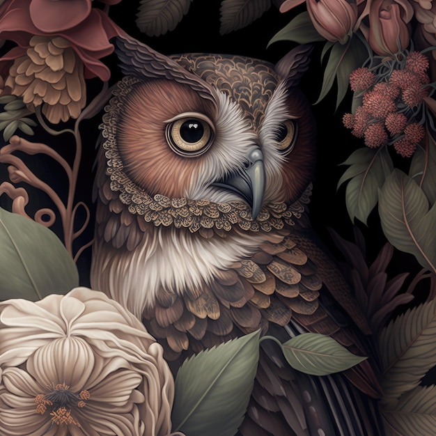 Beautiful painted owl Generative AI