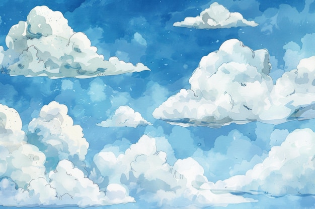 Photo beautiful painting of clouds in a blue sky perfect for interior decoration