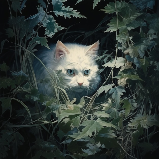 Beautiful painting of a mysterious ghost cat Ai generated art