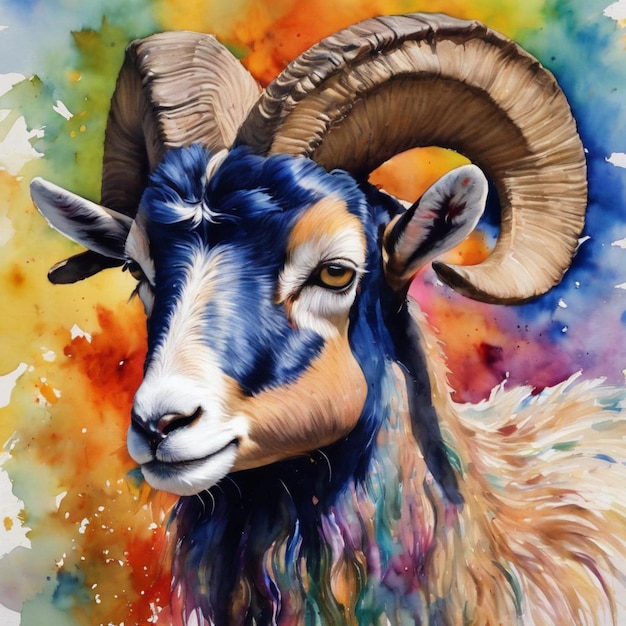 A beautiful painting of a ram