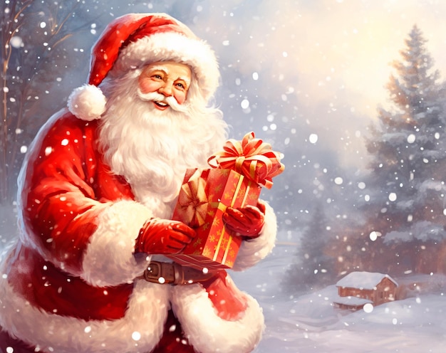 a beautiful painting of santa claus