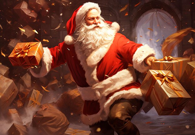 a beautiful painting of santa claus