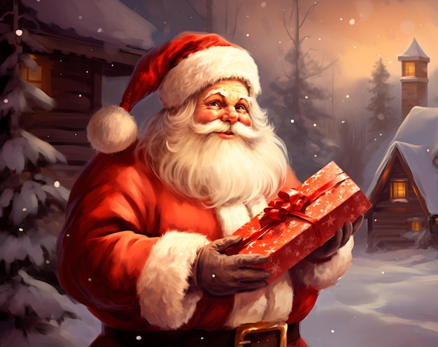 a beautiful painting of santa claus