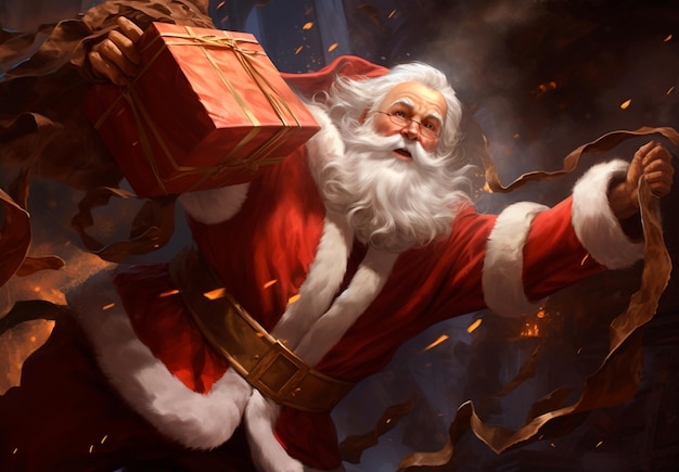 a beautiful painting of santa claus