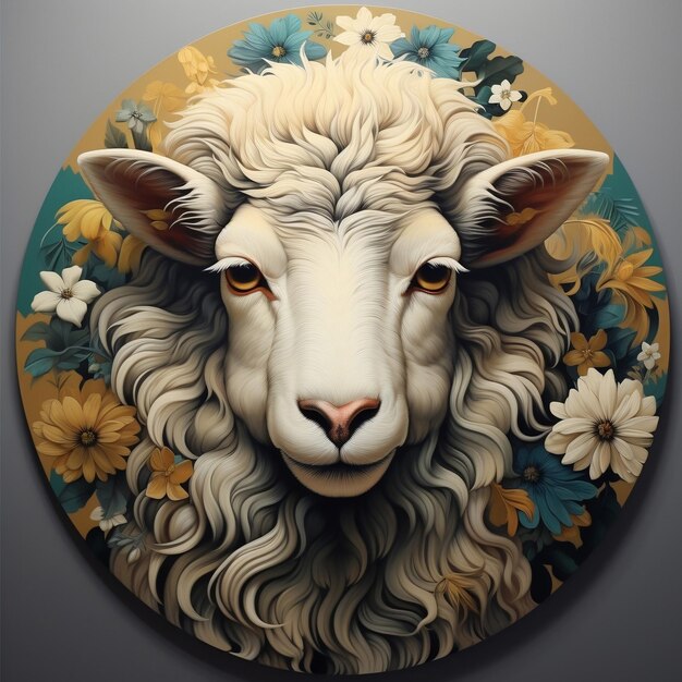 Beautiful painting of a sheep039s head for Eid ulAdha celebration