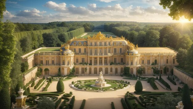 Beautiful palace of versailles in magical forest