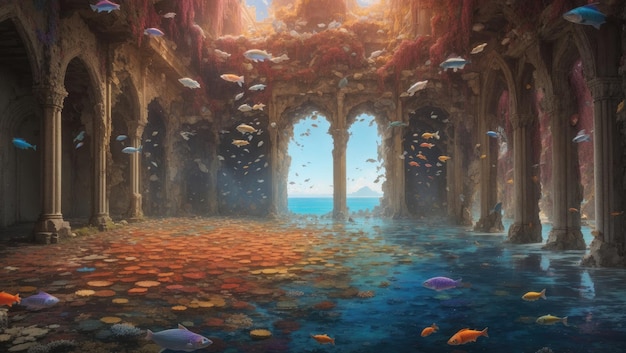 Beautiful palace under water