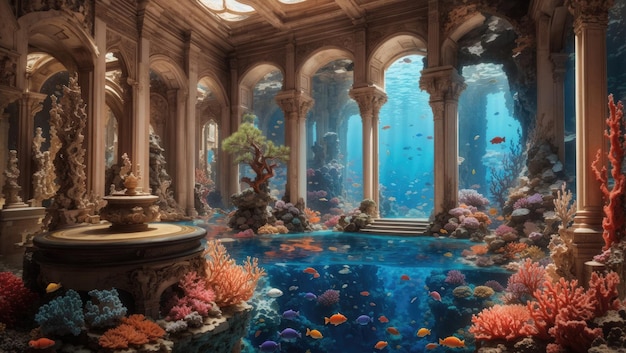 Beautiful palace under water