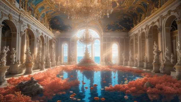 Beautiful palace under water