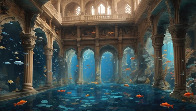 Beautiful palace under water