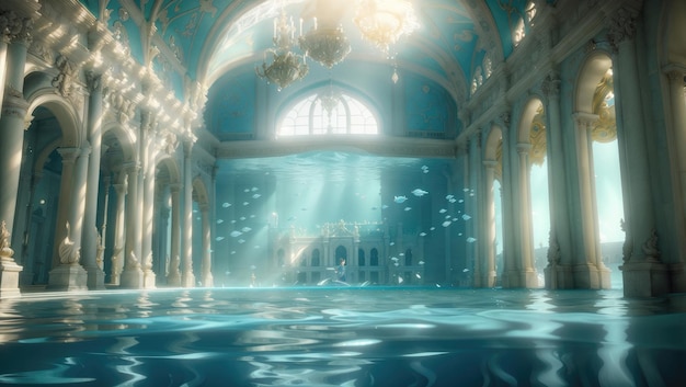 Beautiful palace under water