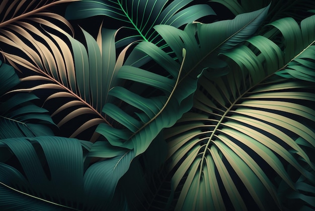 Beautiful palm leaves background generative AI