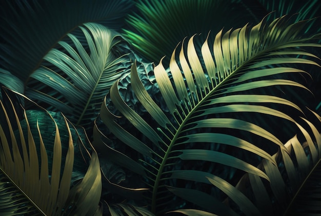 Beautiful palm leaves background generative AI