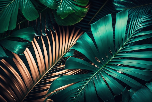 Beautiful palm leaves background generative AI