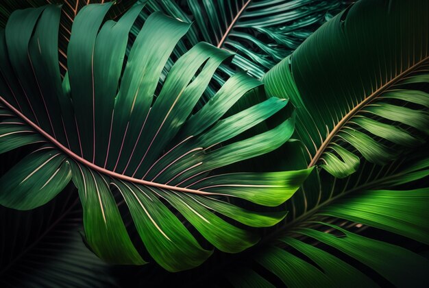Красивые пальмовые листья фон генеративный AI