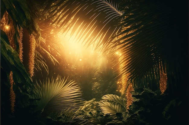 Beautiful palm Palm forest jungle landscape