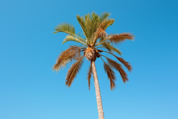 Beautiful palm tree on blue sky