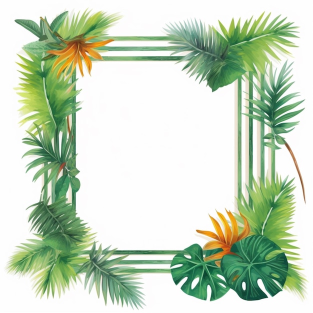 Beautiful palm tree border frame clipart picture illustration AI Generated art