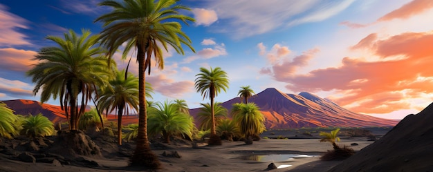 Beautiful palm trees groove landscape