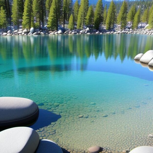 Foto bel panorama sulla spiaggia di secret cove lake tahoe