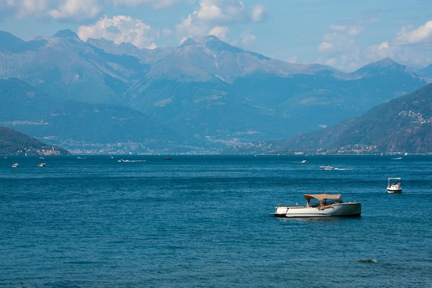 Beautiful panorama of lake Como in summer famous tourism destination