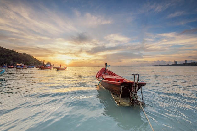 beautiful panorama landscape of silhouette fisherman