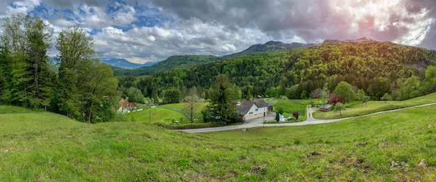 Beautiful panorama of the Swiss countryside.