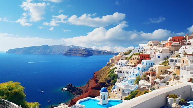 Beautiful panorama view of santorini island