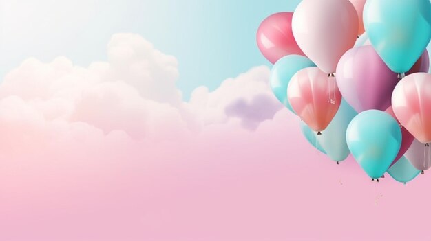Фото Красивый панорамный фон с розовыми и синими шариками