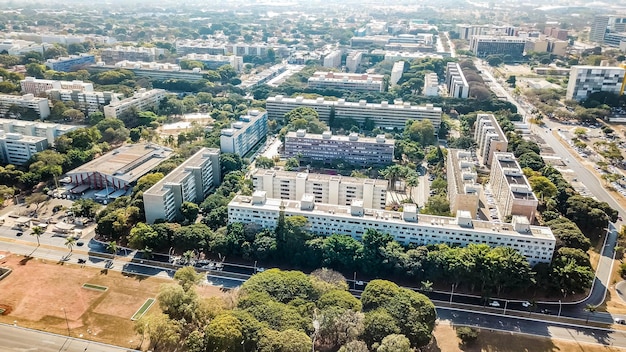 A beautiful panoramic and drone aerial view of Brasilia capital of Brazil