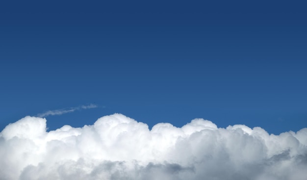 Beautiful panoramic sky landscape with white clouds on the bottom fo photo and gradient blue sky