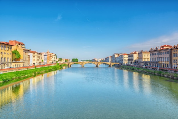 Beautiful panoramic view of the Arno River and the town of Renaissance Italy  Florence Italy