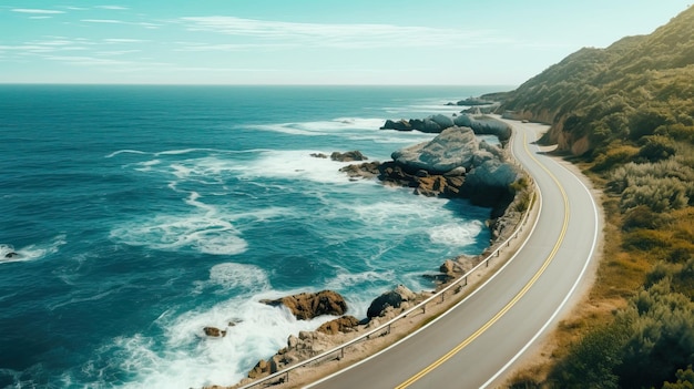 Красивый панорамный вид на прибрежную дорогу