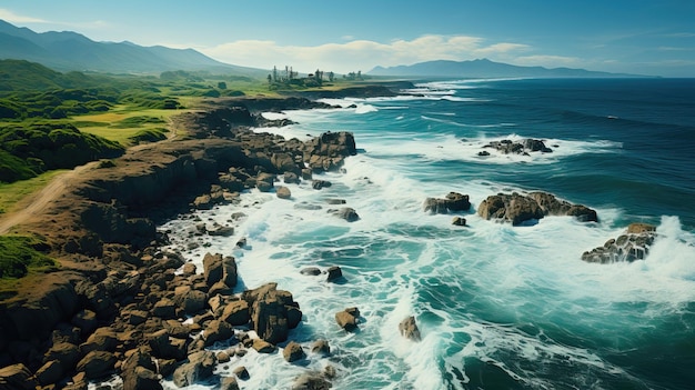 Beautiful panoramic view of coastline road